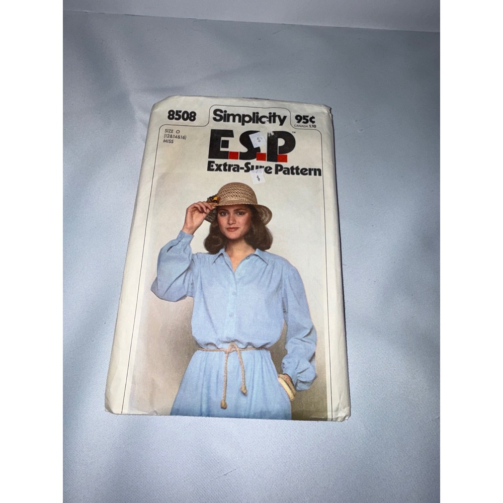 Vintage Simplicity 8508 ESP Shirt Dress Sewing Pattern Size 12 14 16 Retro‎ 70s